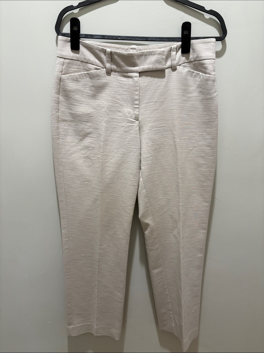Ann Taylor Cream Cropped Cury Straight-Leg Dress Pants